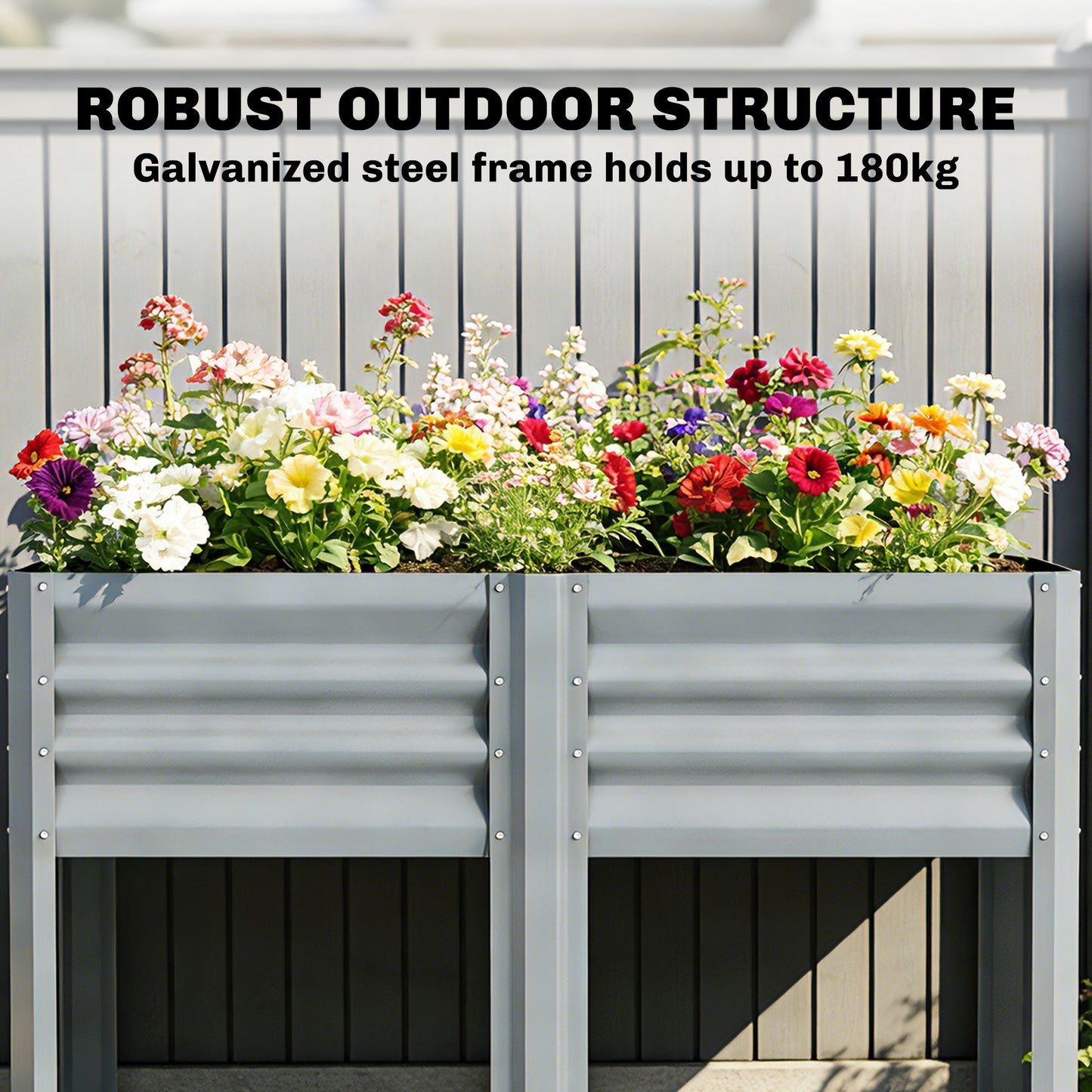 Raised Garden Bed with Storage Shelf Steel Elevated Planter Box