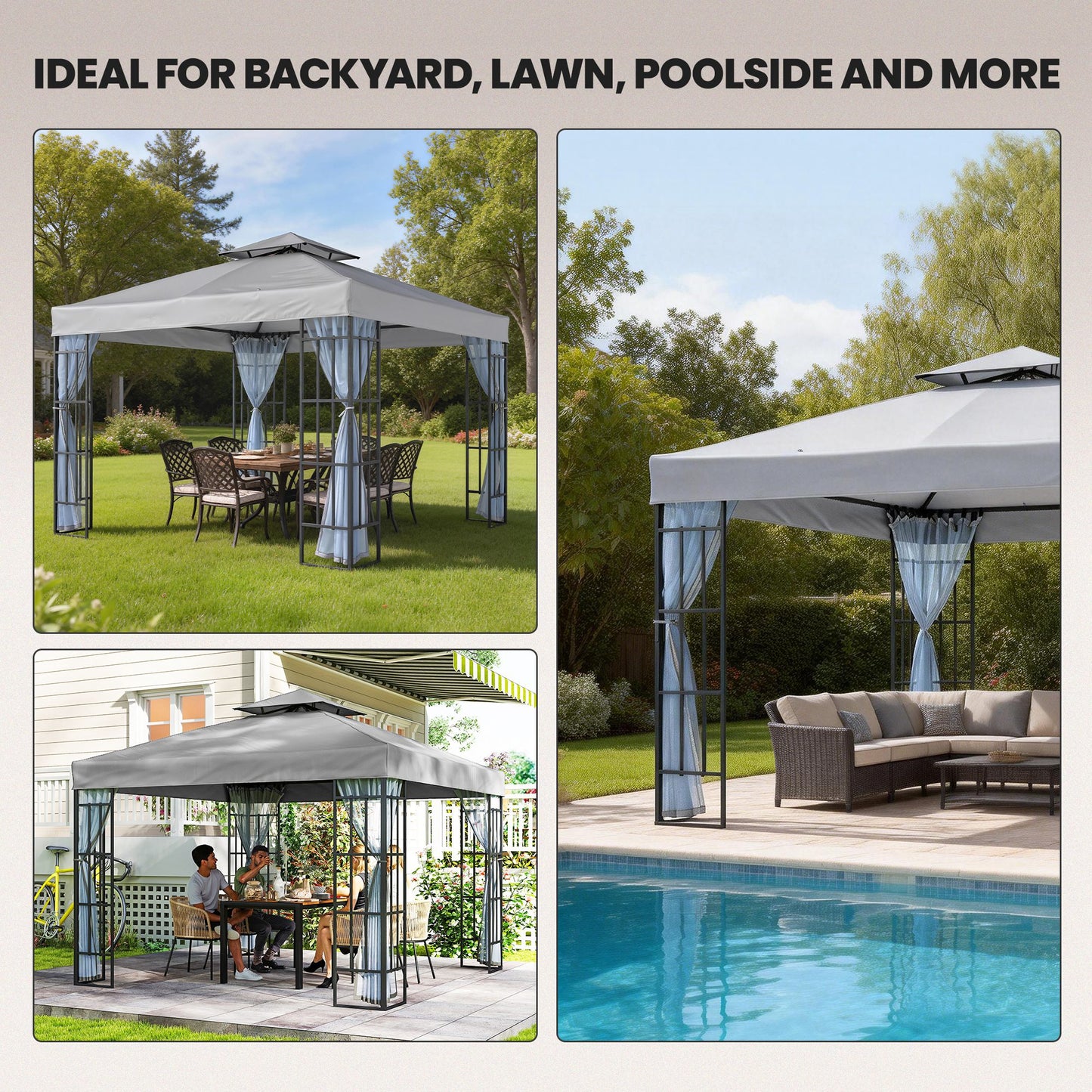 3 x 3(m) Patio Gazebo Canopy Garden Pavilion Tent Shelter (2)