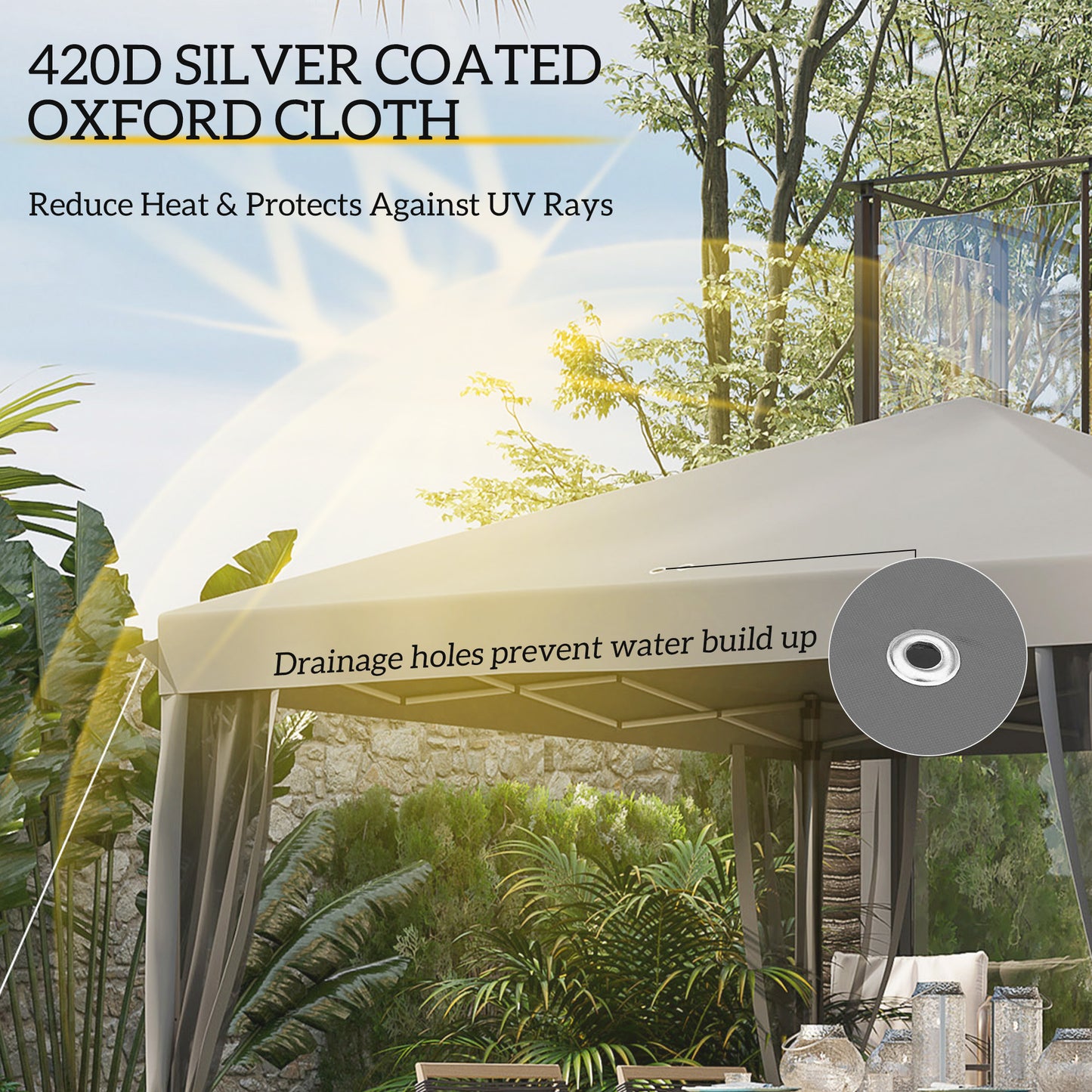 3 x 3 m Pop Up Gazebo, 420D Garden Tent Canopy