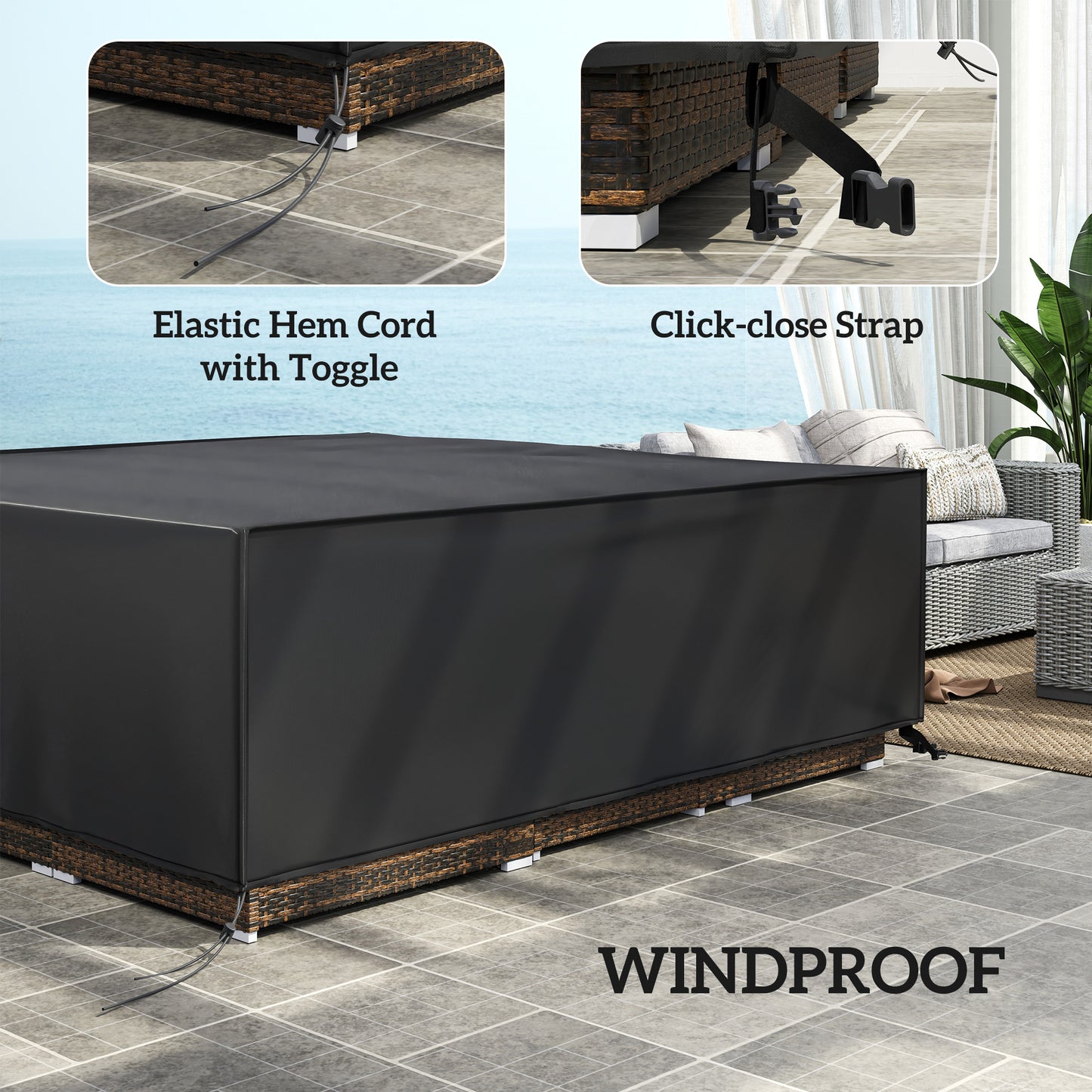 Large Patio Garden Furniture Set Cover 600D Oxford Square Waterproof