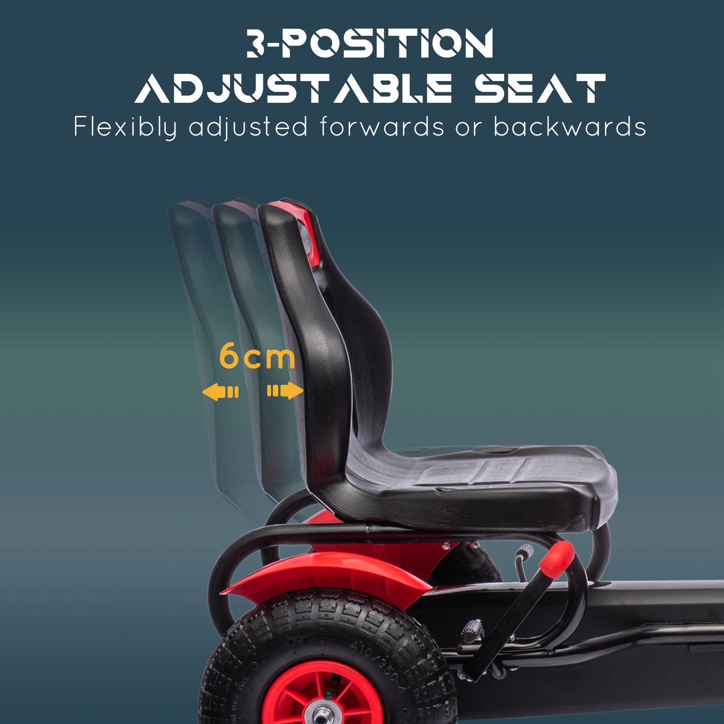 Pedal Go Kart, Kids Ride On Racer with Adjustable Seat