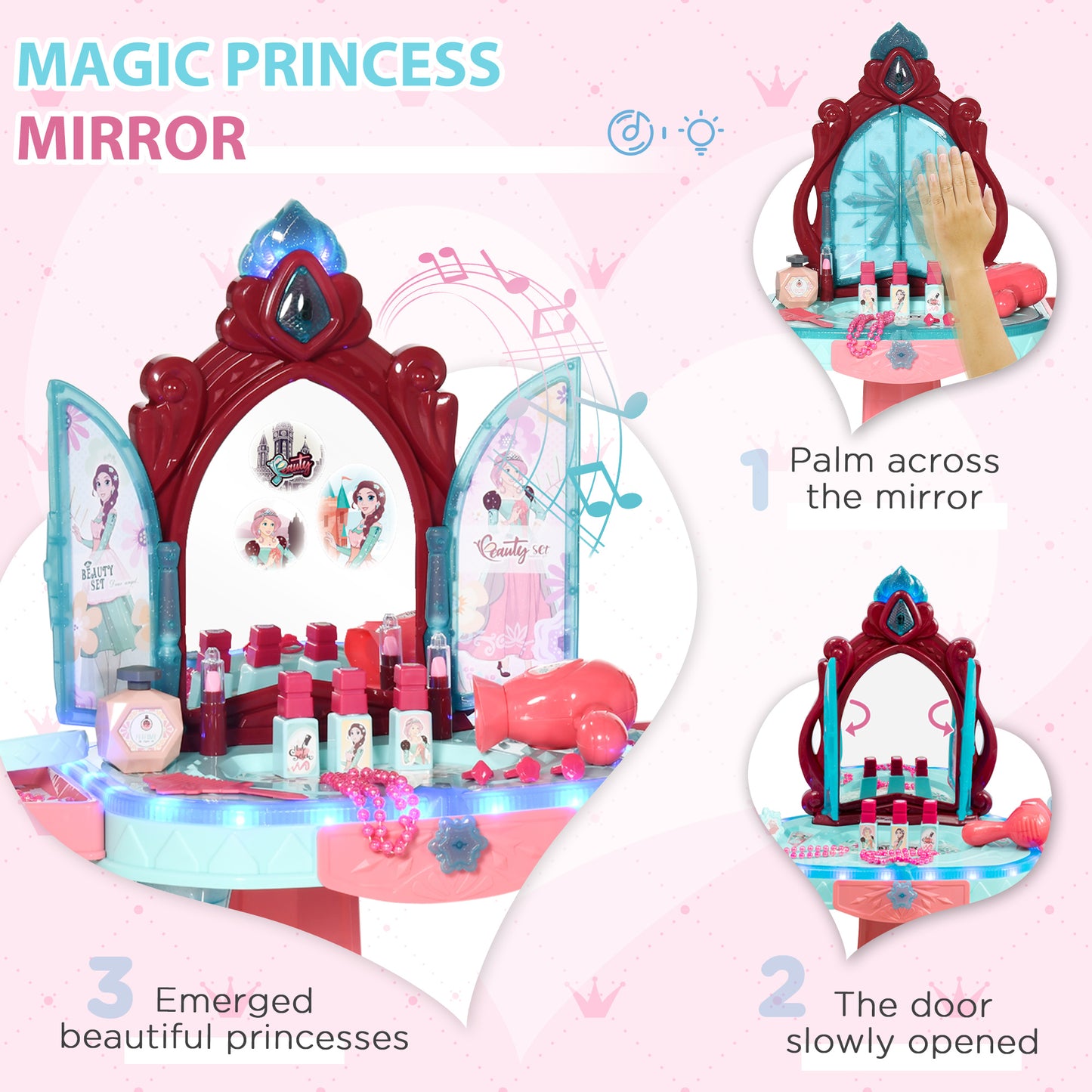 31 Piece Kids Dressing Playset, with Magical Princess Mirror