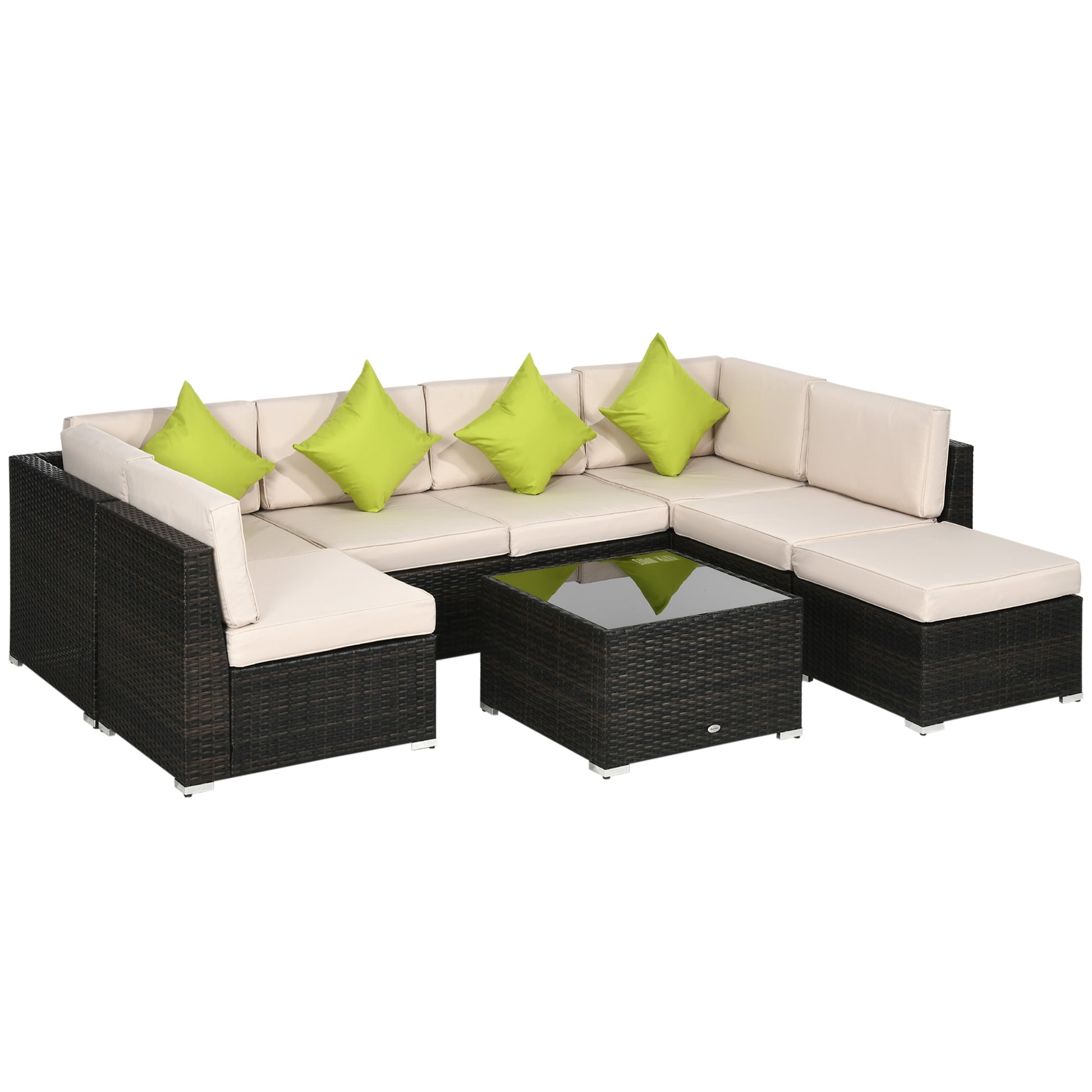 7-Seater PE Rattan Corner Sofa Set, Garden Furniture Set