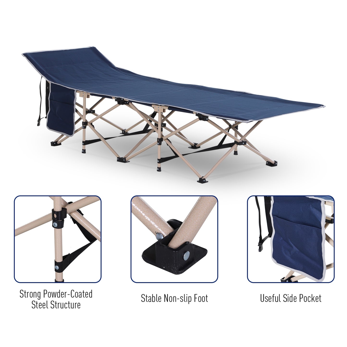 Single Person Camping Bed Folding Cot Outdoor Patio Portable