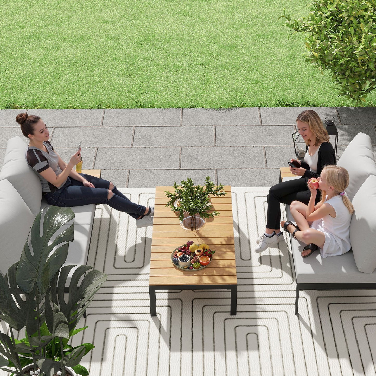 Four-Piece Garden Corner Sofa Set with 2 Loveseats