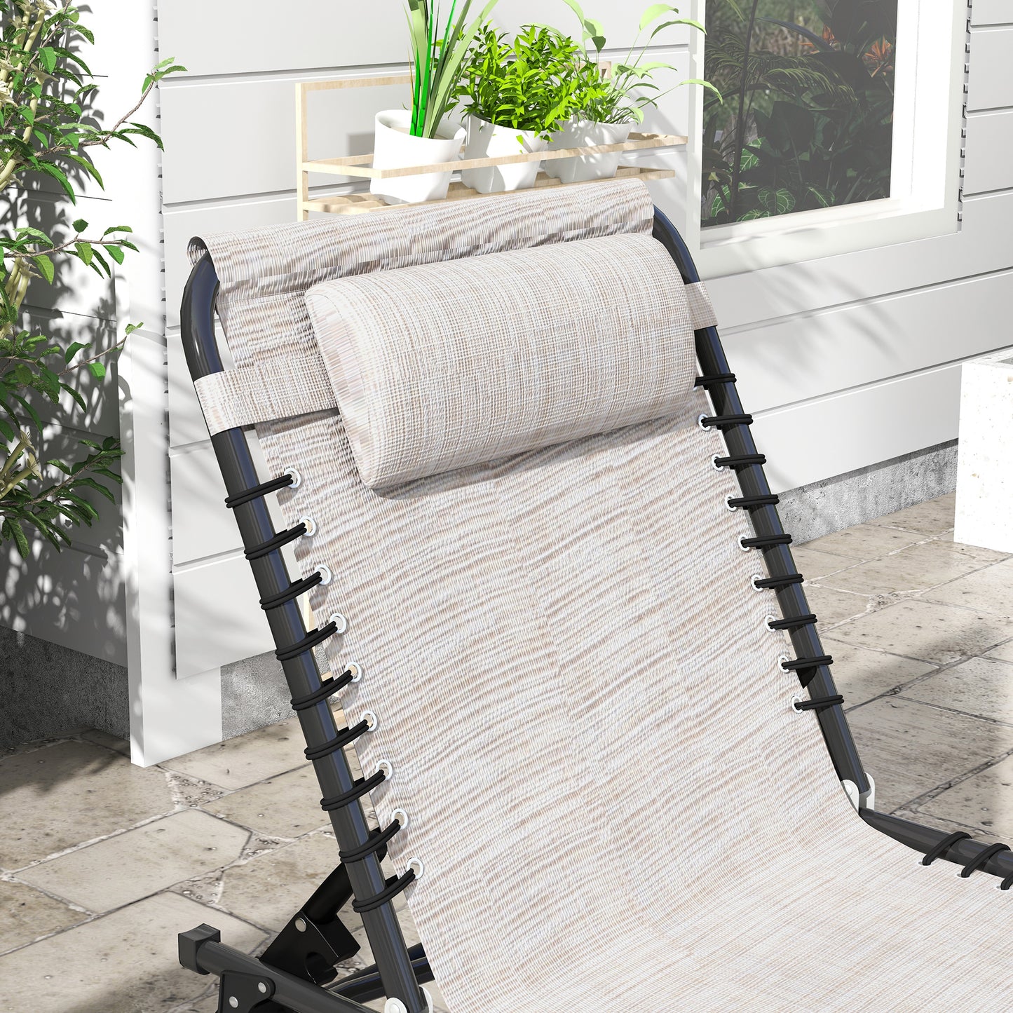 Set of Two Folding Sun Loungers, with Four-Position Backs