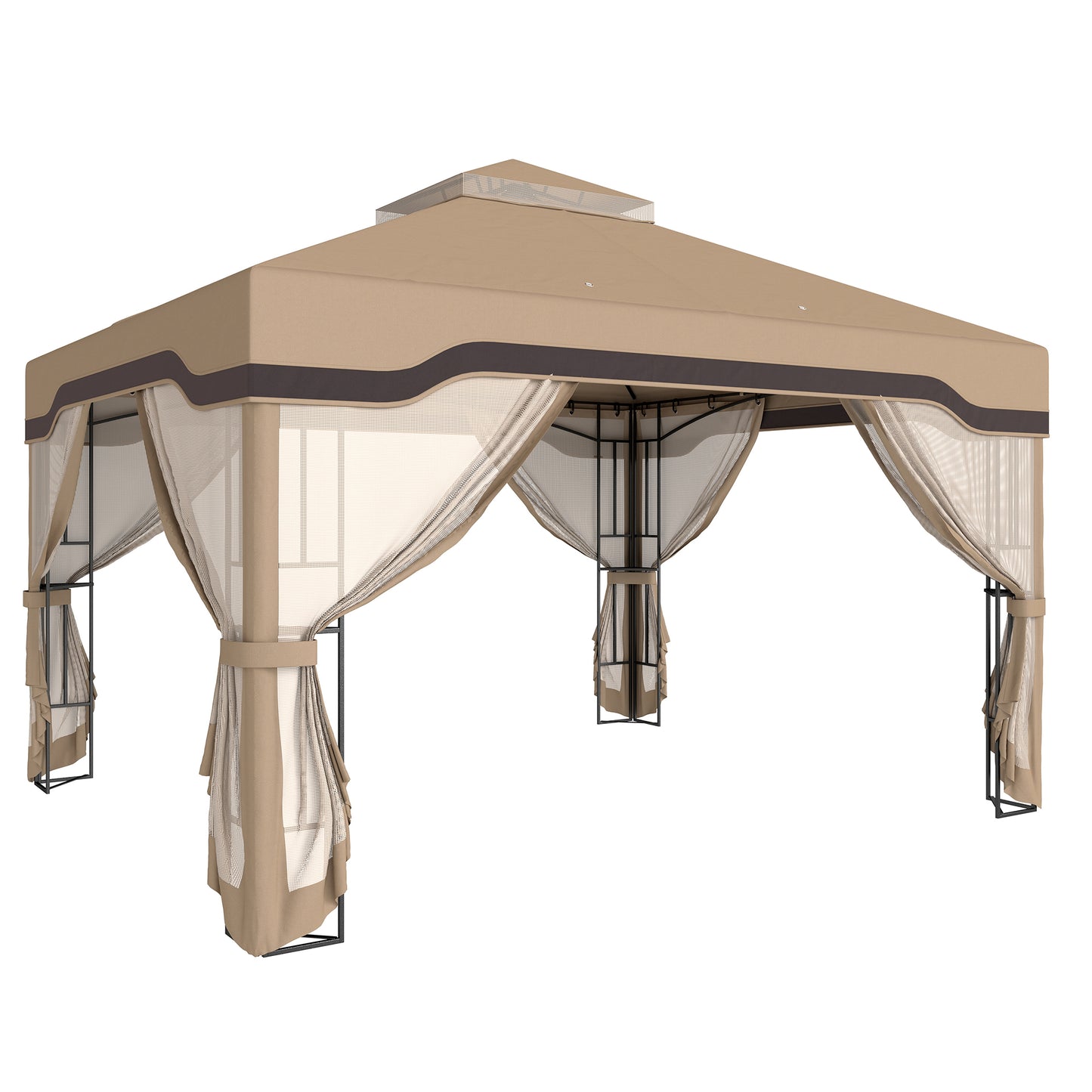 3 x 3.6 m Outdoor Garden Gazebo with Post Shelves