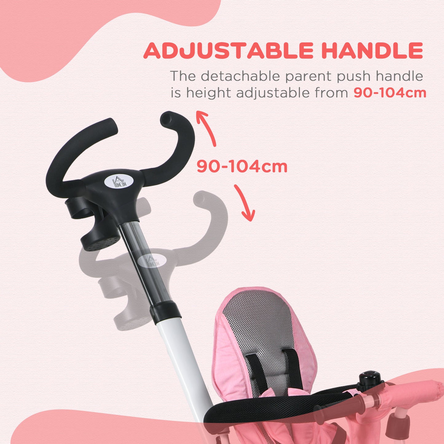 Metal Frame 6 in 1 Baby Push Tricycle with Parent Handle
