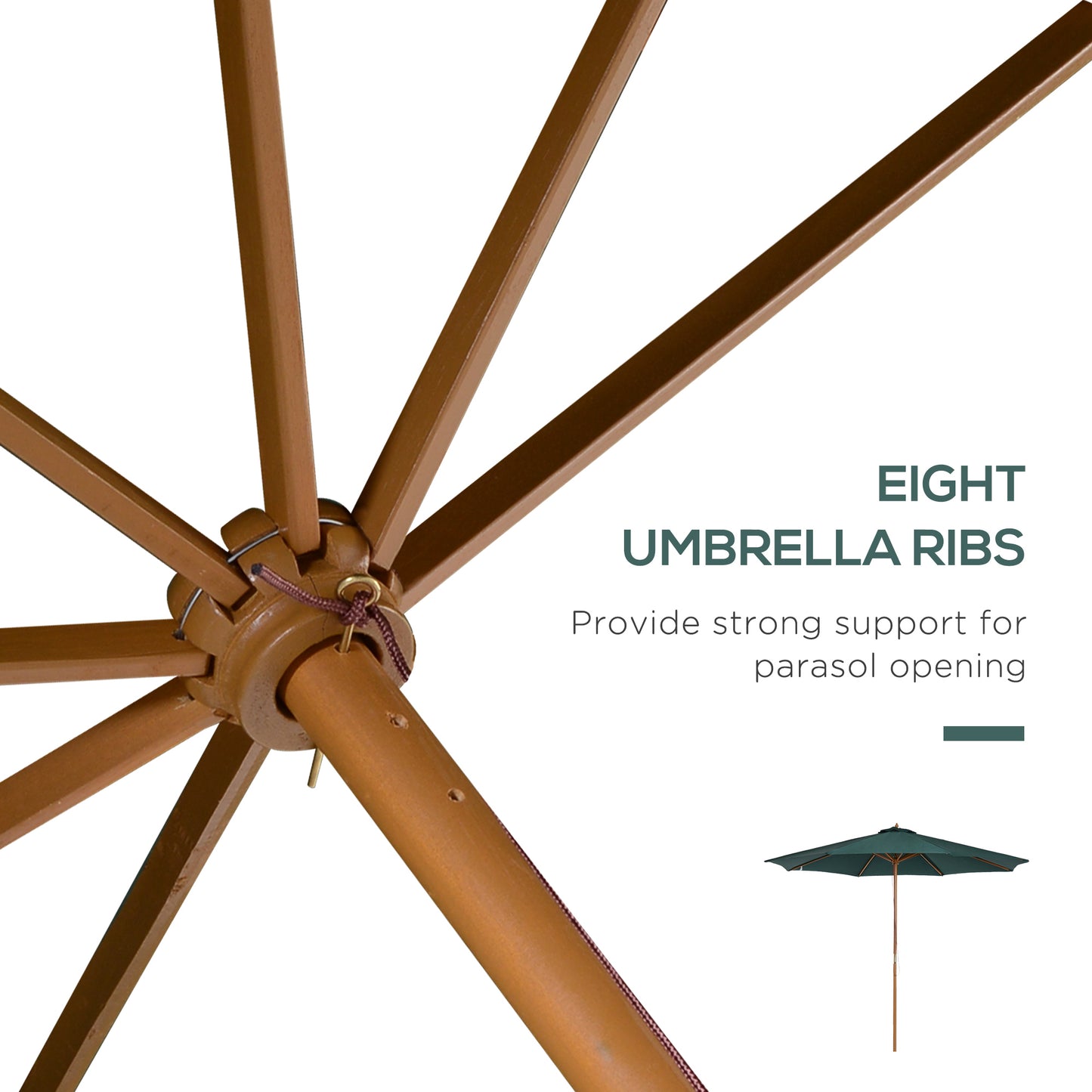 3(m) Wooden Patio Umbrella