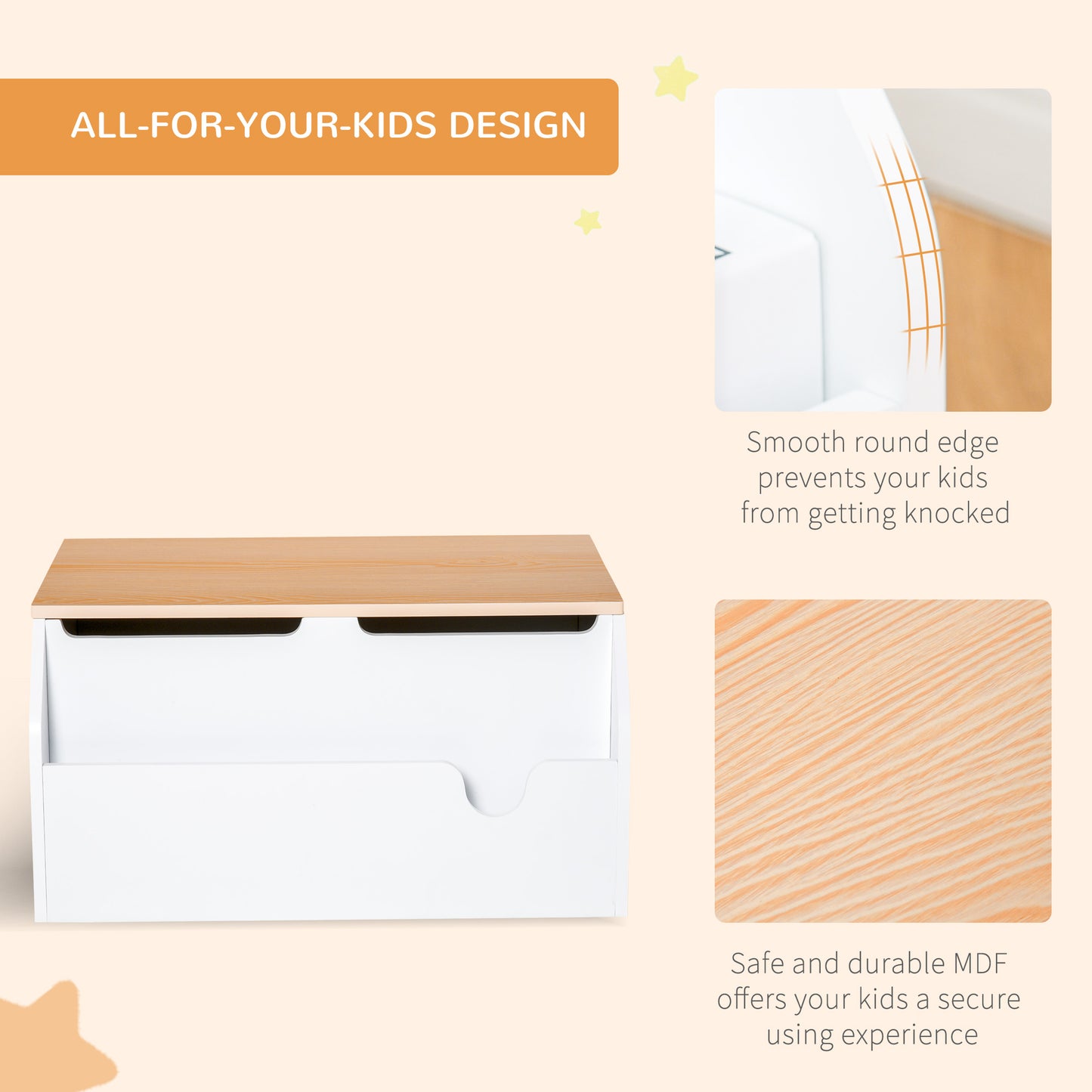Wooden Kids Toy Box Children Storage Chest Organiser Book Slot