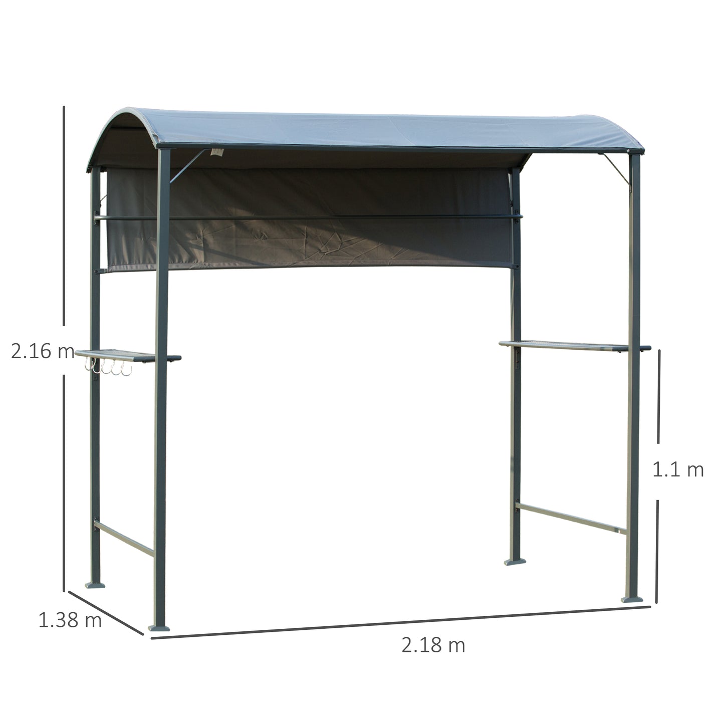 2.2 x 1.4m BBQ Shelter, Outdoor Grill Gazebo Canopy with Shelves