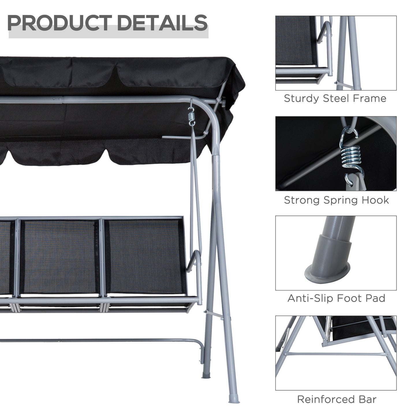 Outdoor 3-Seater Swing Chair