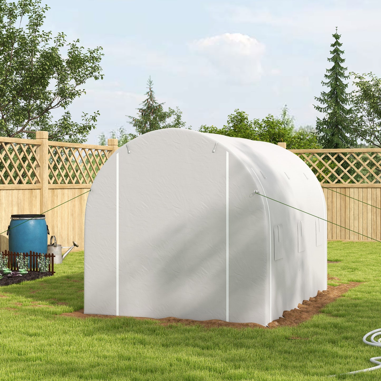 296 x 196cm Steel Frame Polytunnel Greenhouse