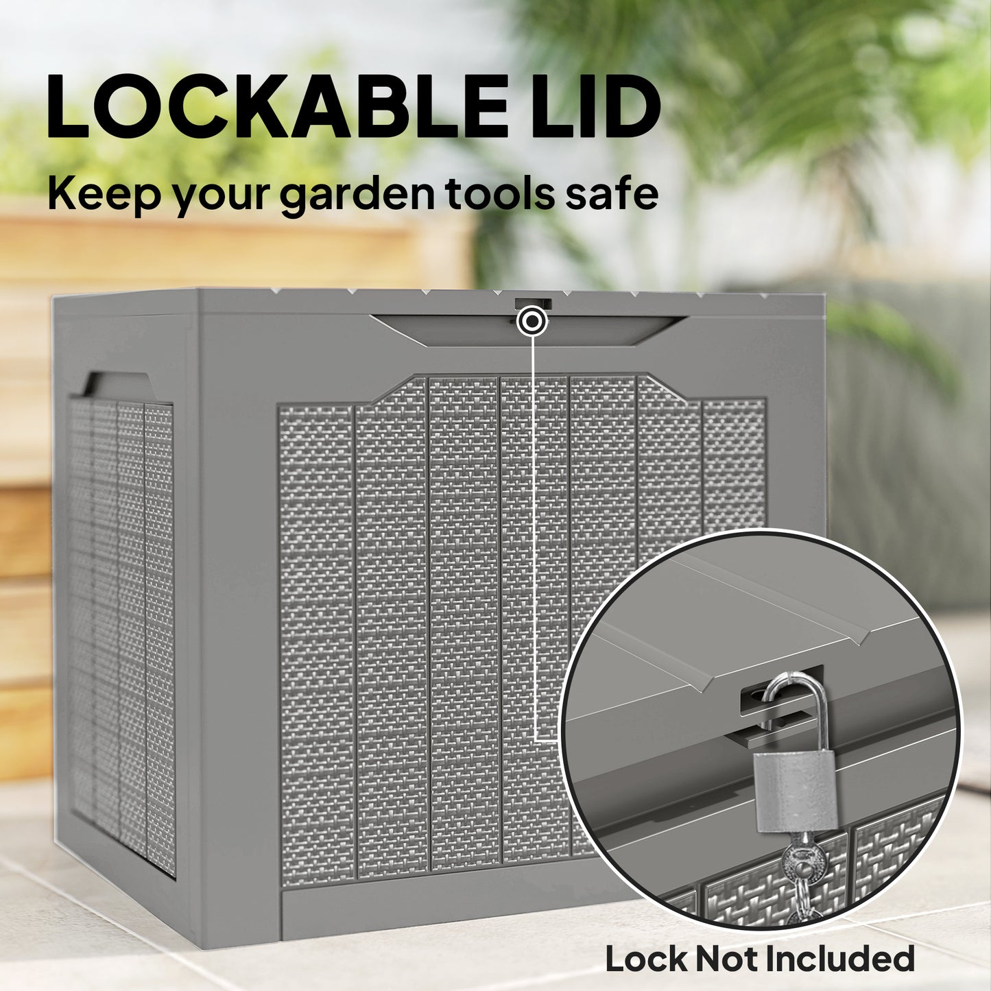 93L Plastic Garden Storage Box, Outdoor Storage Box with Handles