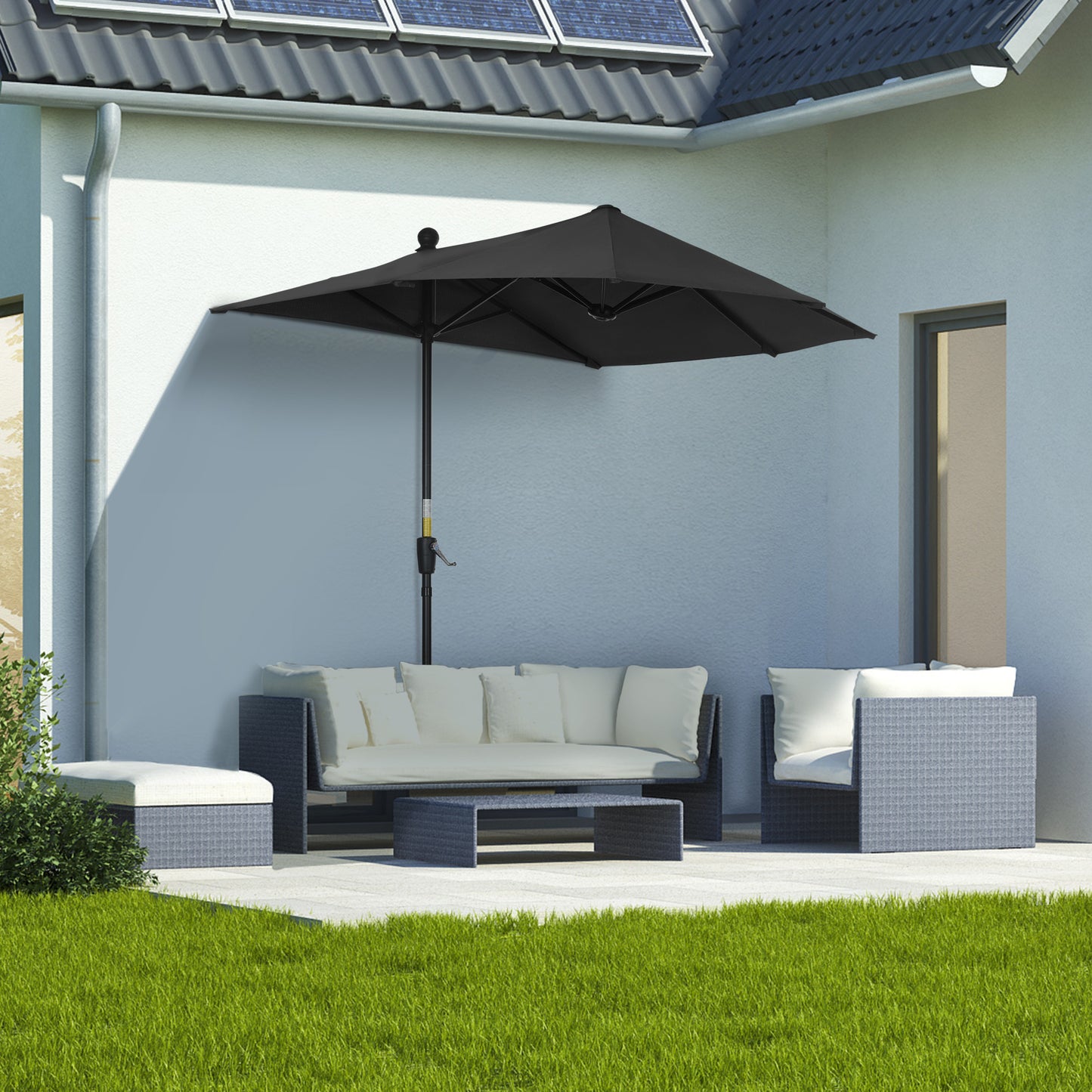 2m Half Parasol Market Umbrella Garden Balcony Parasol