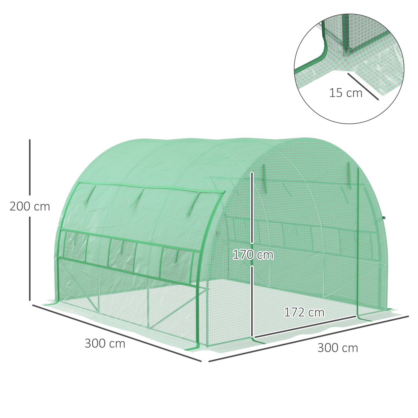 Polytunnel Greenhouse Walk-in Grow House Tent with Roll-up Sidewalls (2)
