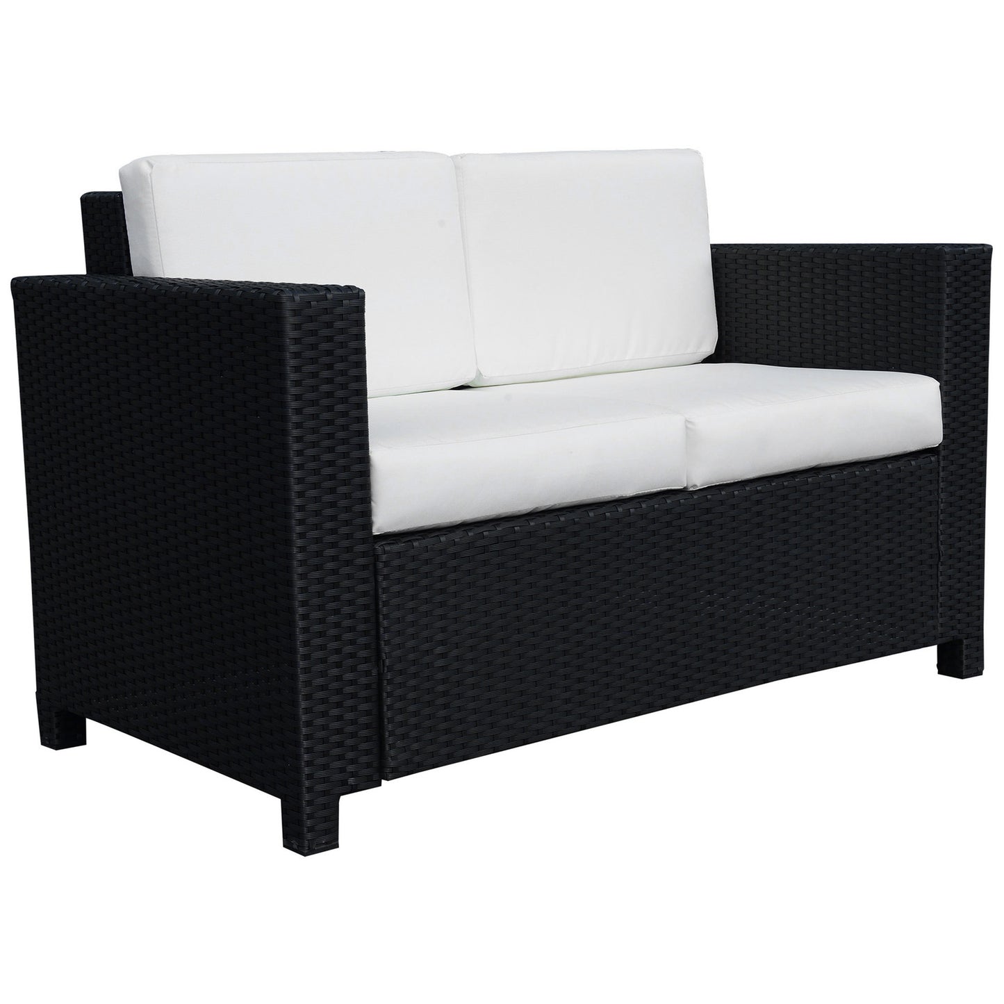 Rattan Sofa, 2 Seater Garden Furniture with Soft Padded Cushion (4)