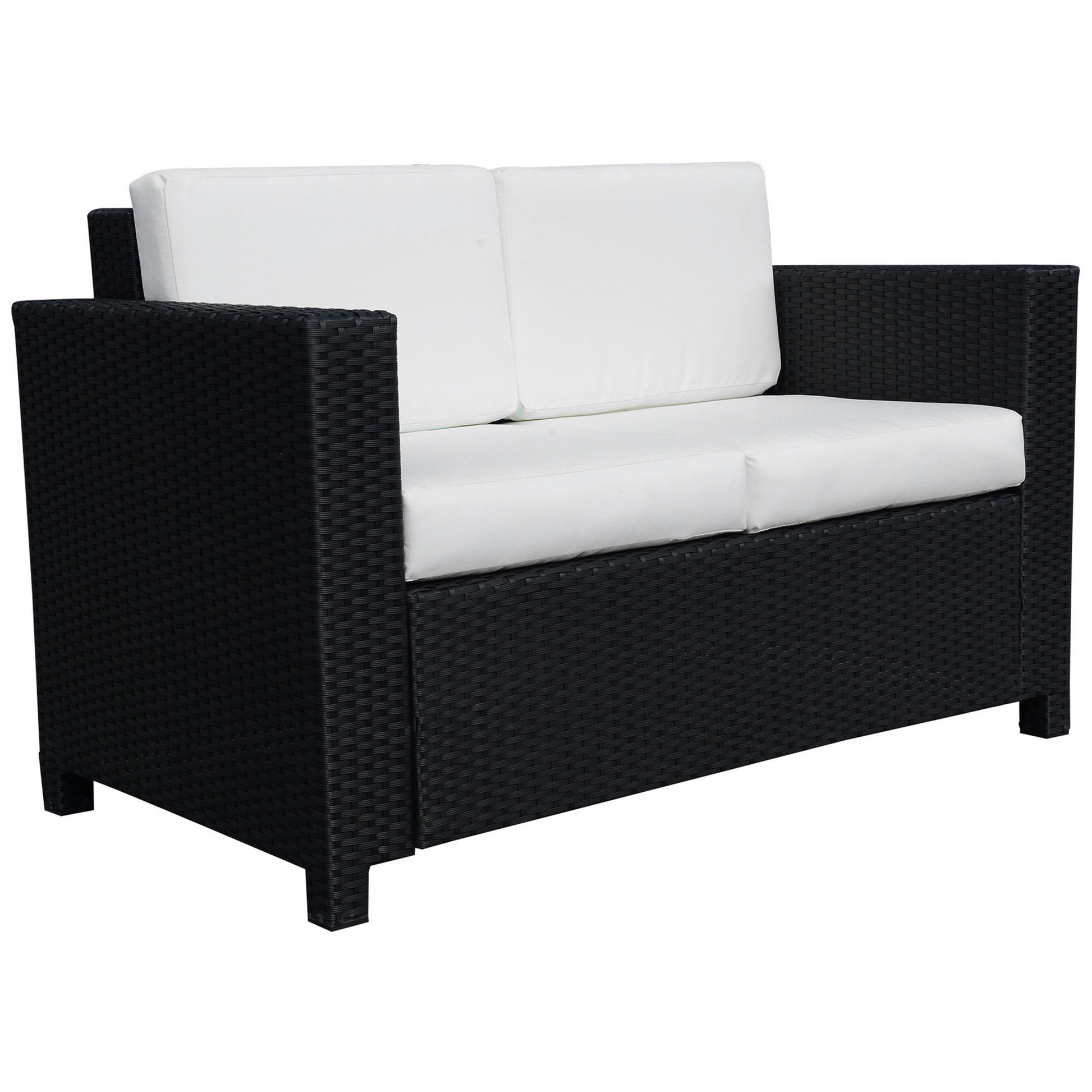 Rattan Sofa, 2 Seater Garden Furniture with Soft Padded Cushion (4)