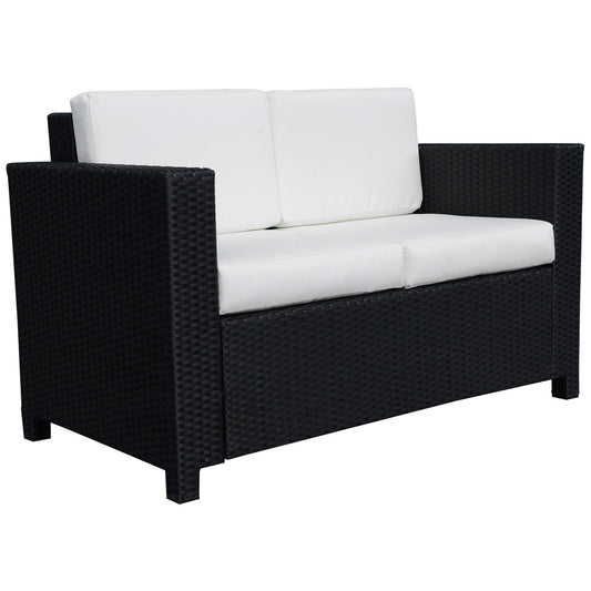 Rattan Sofa, 2 Seater Garden Furniture with Soft Padded Cushion (4)