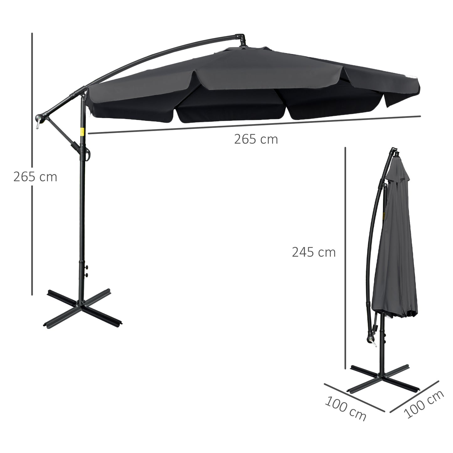 2.7m Garden Banana Parasol Cantilever Umbrella with Crank Handle