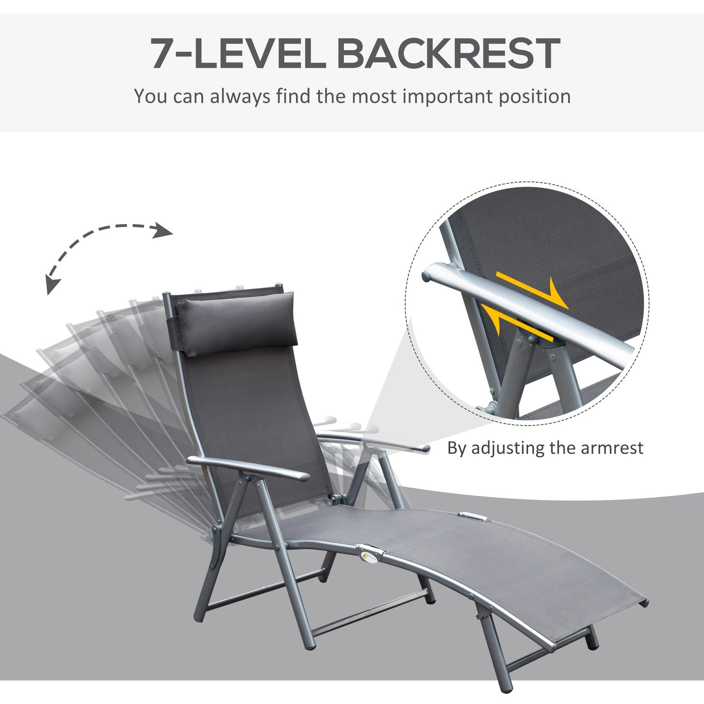 Sun Lounger Steel Frame Outdoor Folding Chaise Texteline Lounge (1)