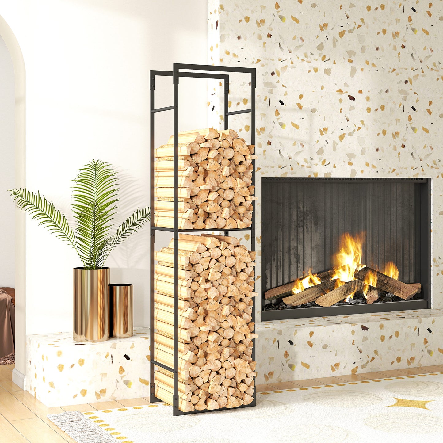 Metal Firewood Log Holder, Heavy Duty Firewood Rack