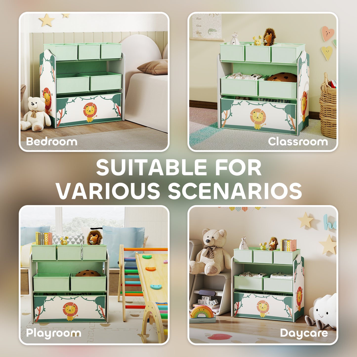 Kids Toy Storage Units, 3-Tier Toy Organiser Shelf