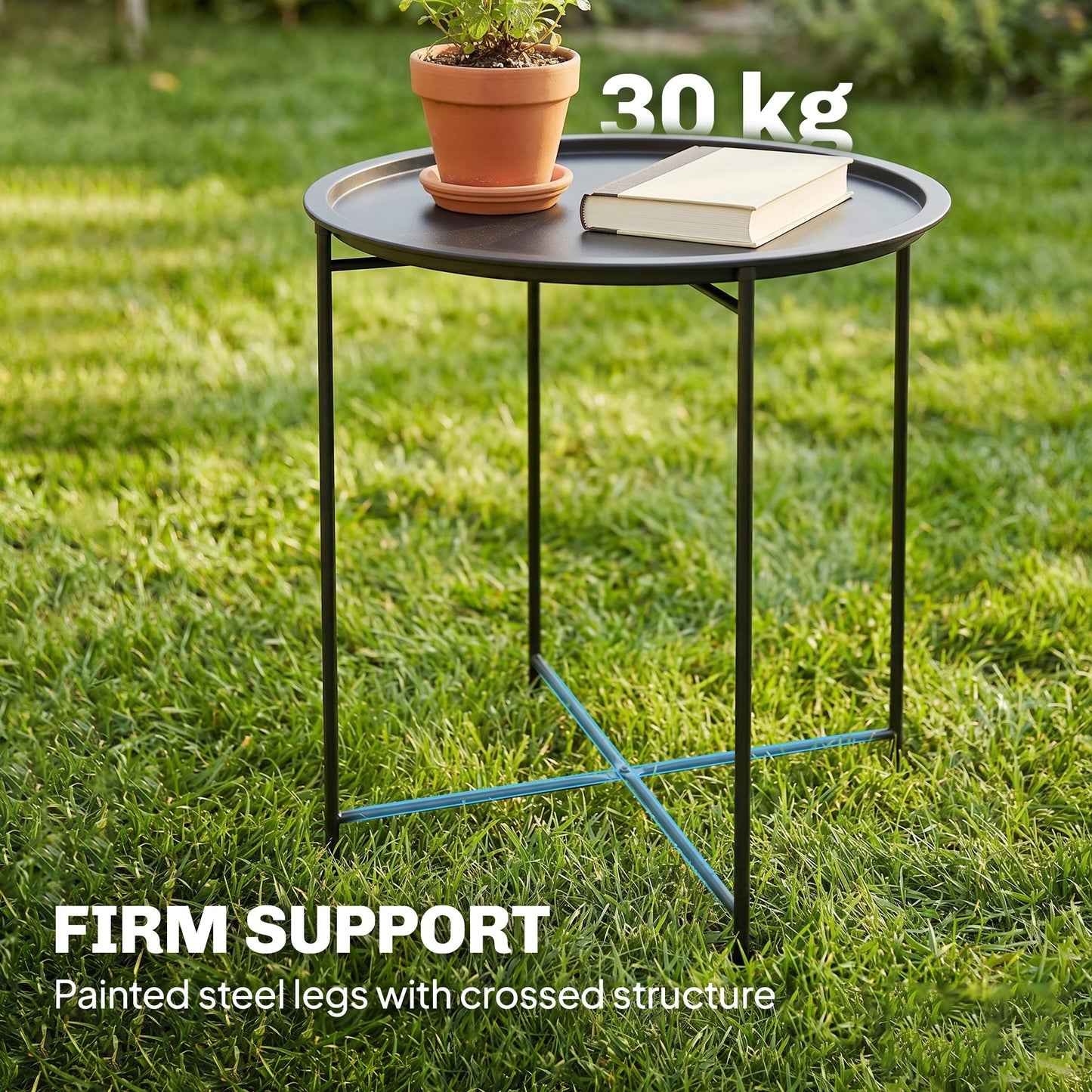 Steel Removable Tray Top Garden Table - Blue