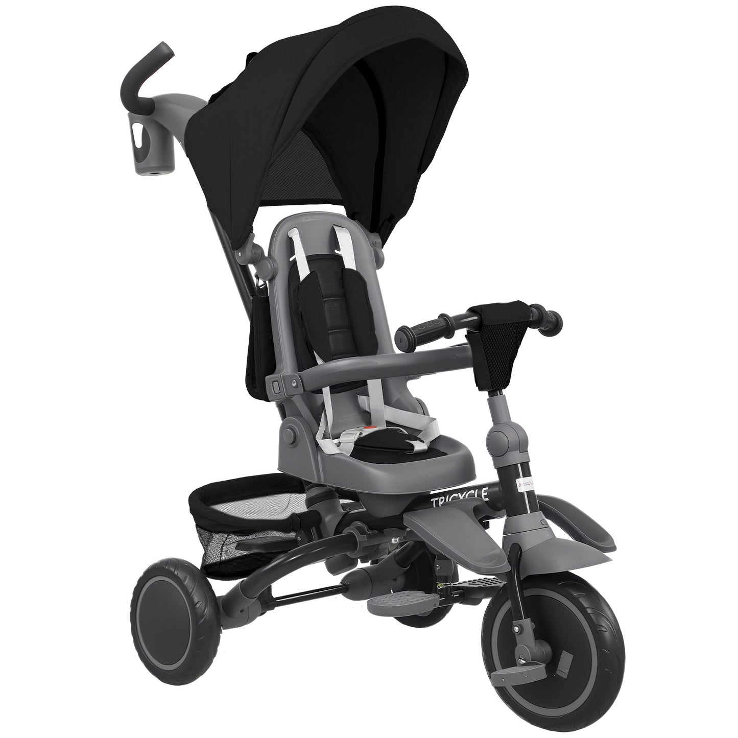 6 in 1 Foldable Kids Trike with Adjustable Parent Handle & Canopy