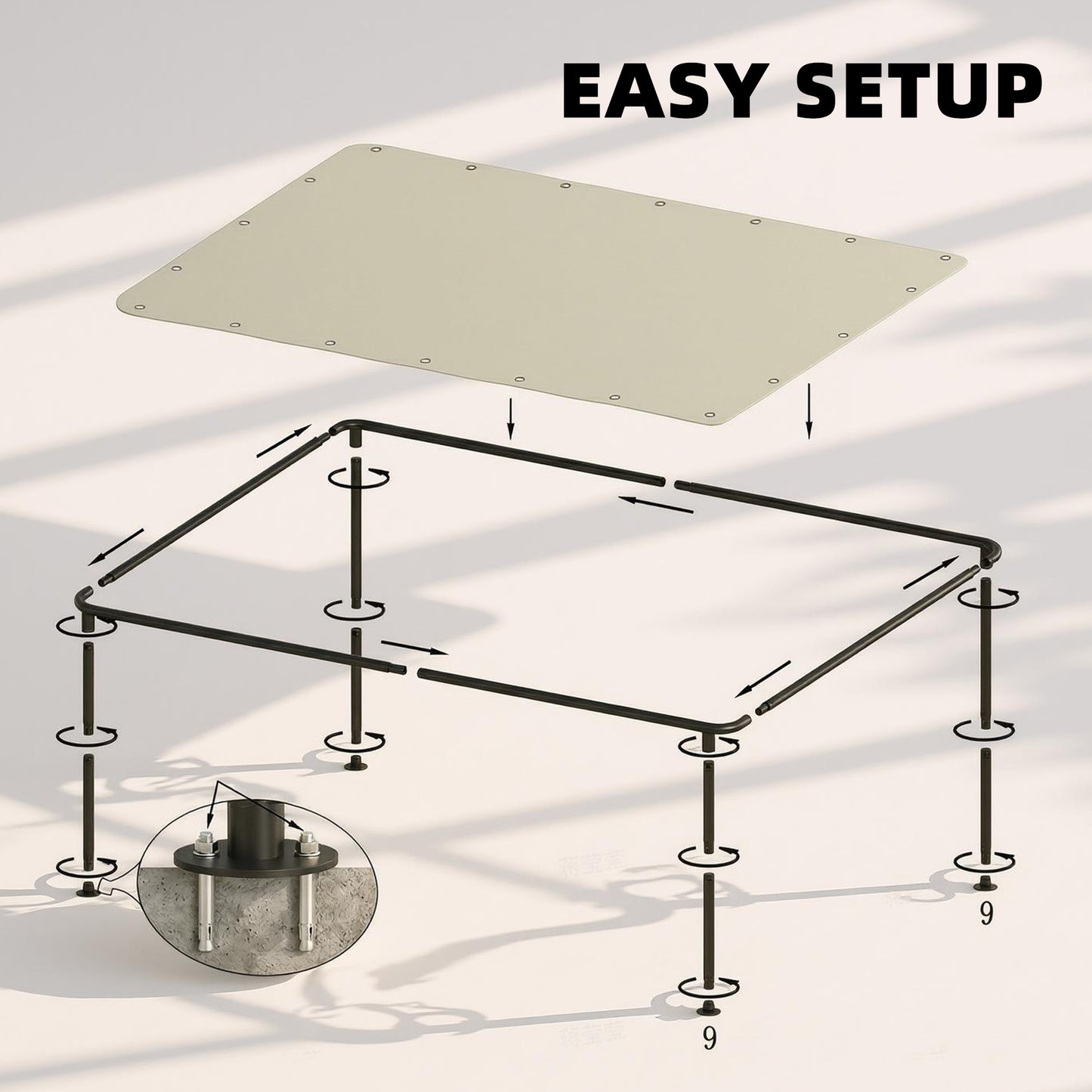 3 x 2 m Lean to Garden Pergola