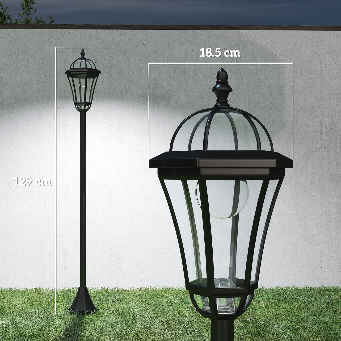 2 PCS 1.3M Garden Solar Lamp Post Lights Solar Powered LED Lantern