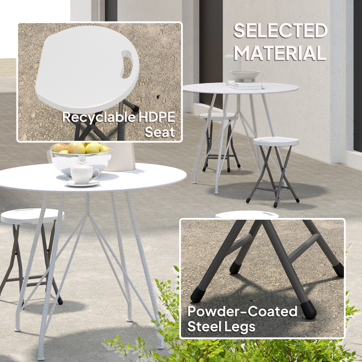 Set of Four Folding Carry Stools