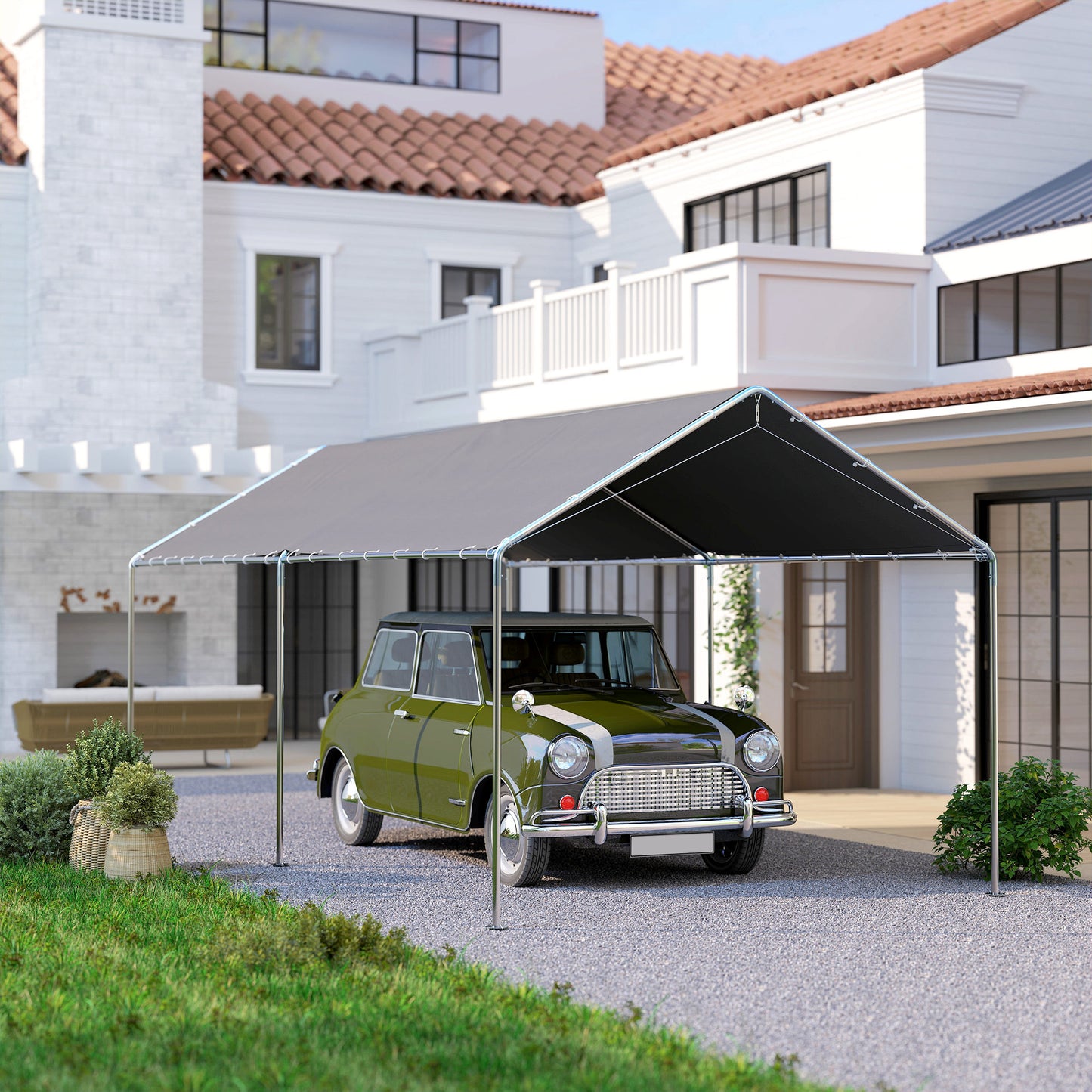 3 x 6m Heavy Duty Carport Garage Car Shelter Galvanized Steel