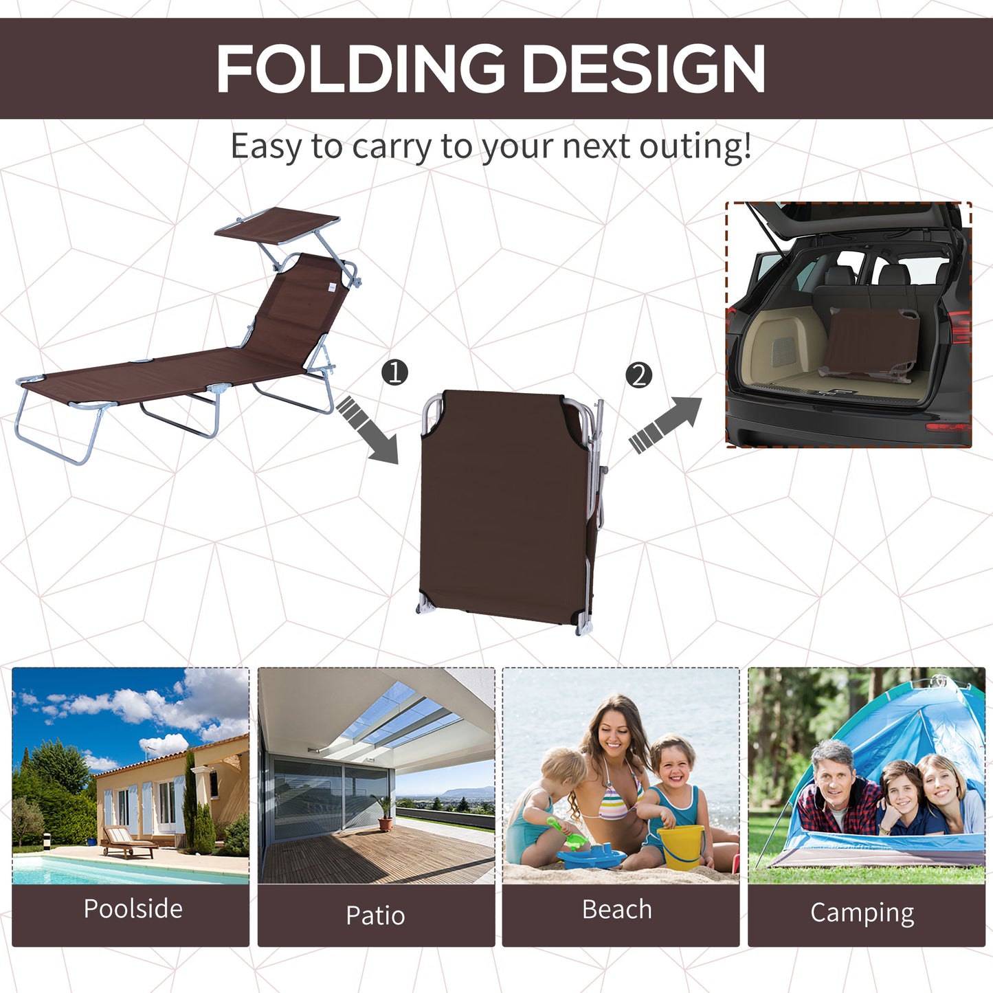 2 Pieces Outdoor Foldable Sun Lounger