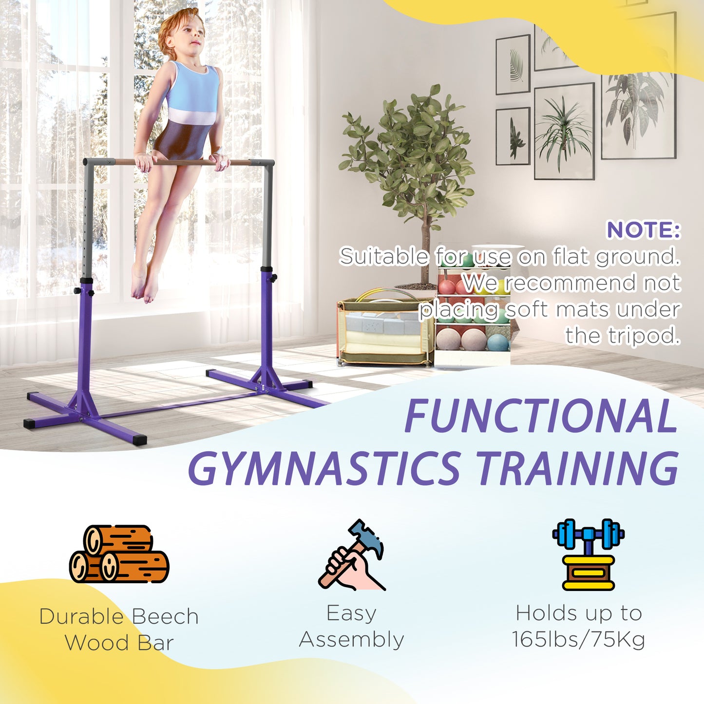 Steel Frame Adjustable Horizonal Gymnastics Bar