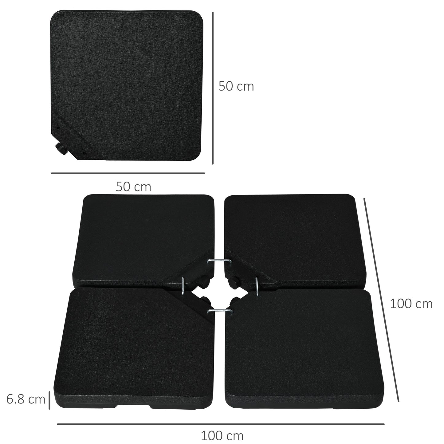 Four-Piece Plastic Cantilever Parasol Base