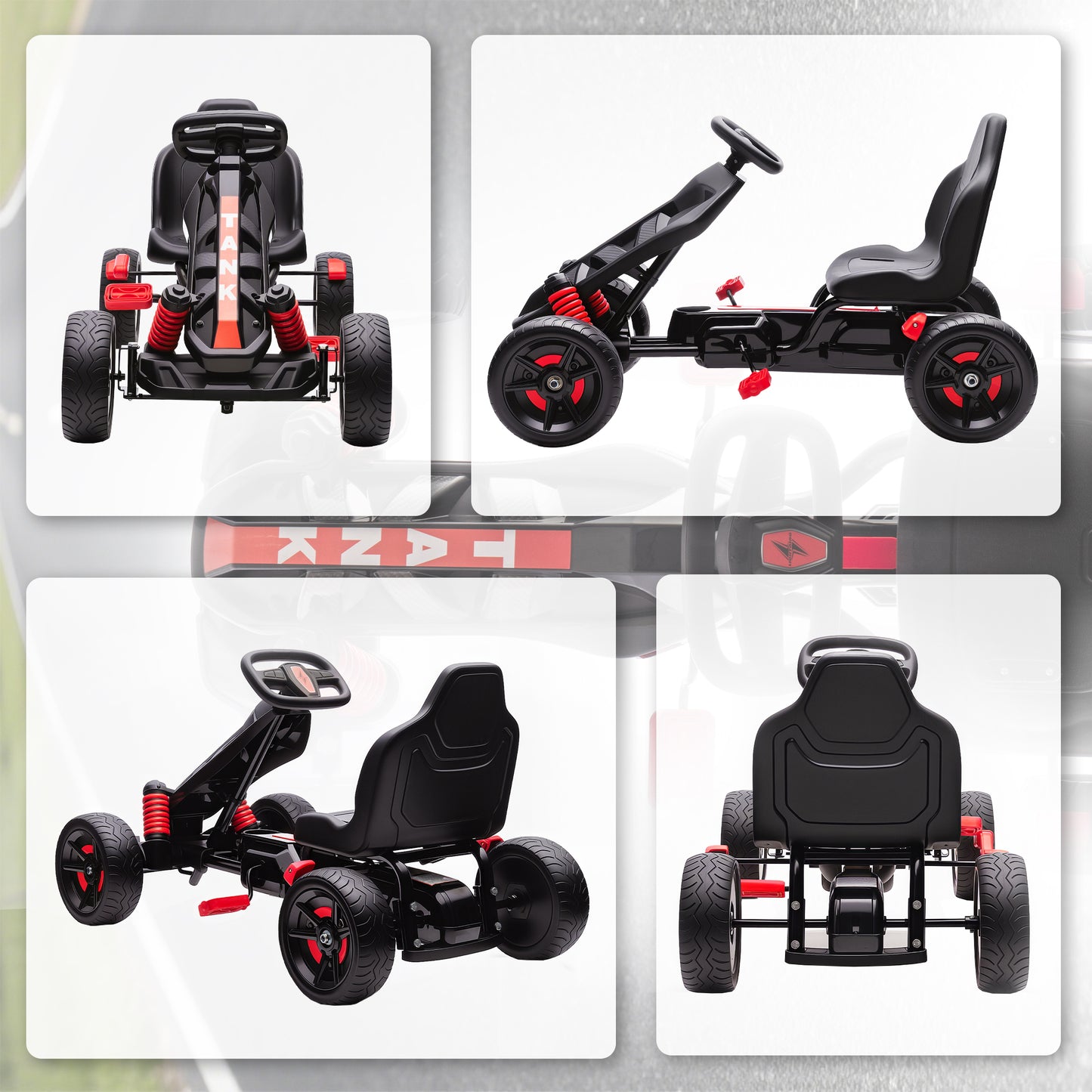 Pedal Go Kart for Kids Aged 3-6 Years, with Freewheel System, Brake
