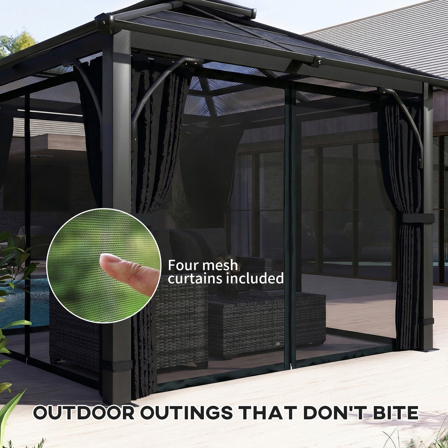 2.5 x 2.5 m Hardtop Gazebo Canopy with 7mm PC Roof