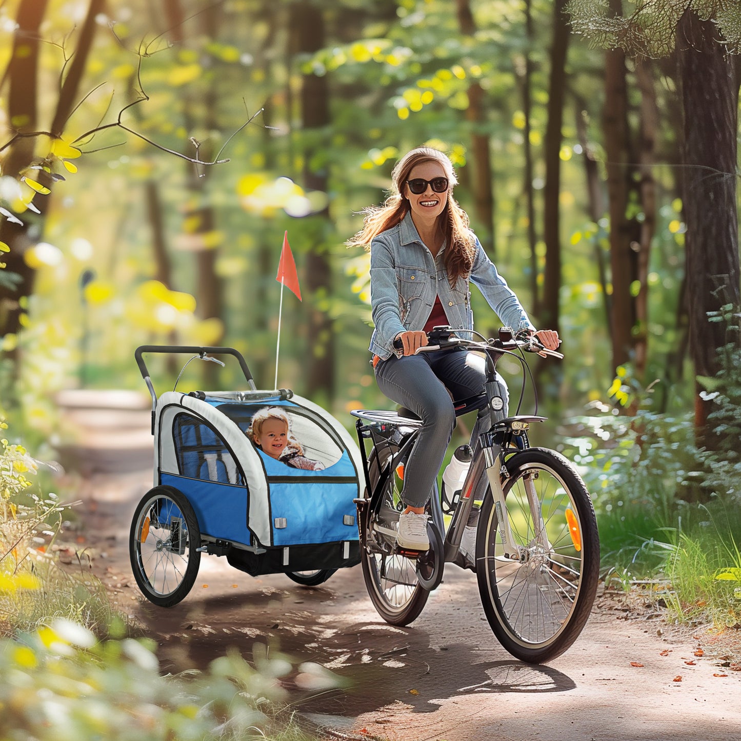 2 Seat Bike Trailer with 5 Point Harness