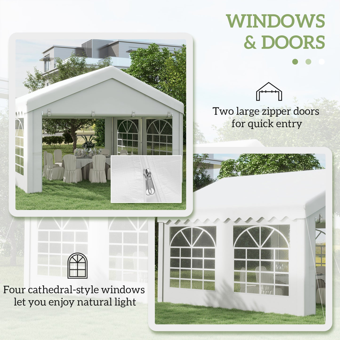 4m x 4m Marquee Party Tent, Heavy Duty Wedding Canopy with Sidewalls