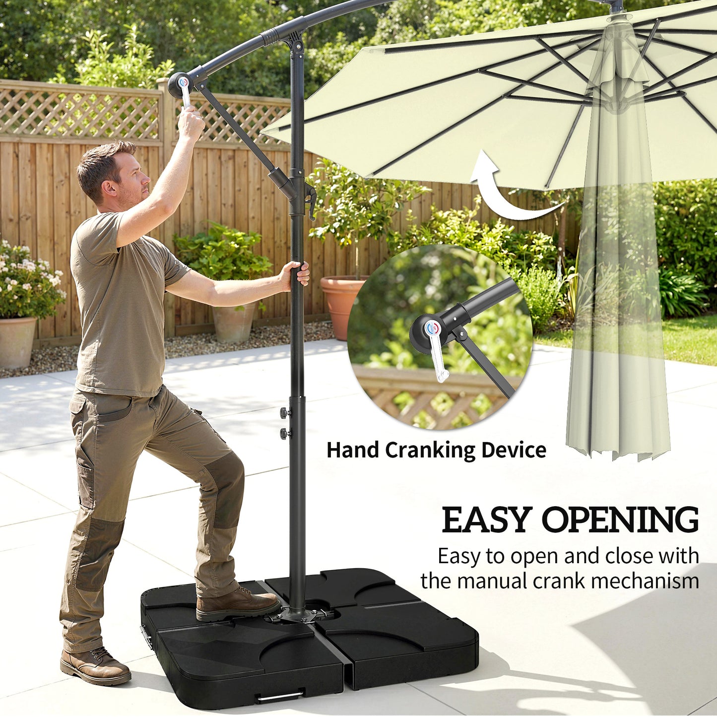 3m Overhanging Parasol, with Base, Weights and Cover