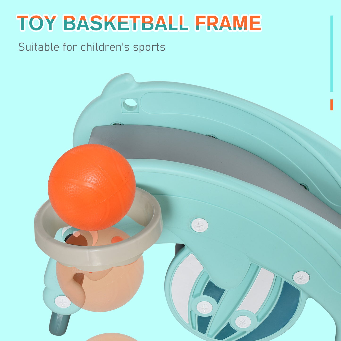 3-in-1 Baby Rocking Horse Portable Slide Basketball Hoop Equipment