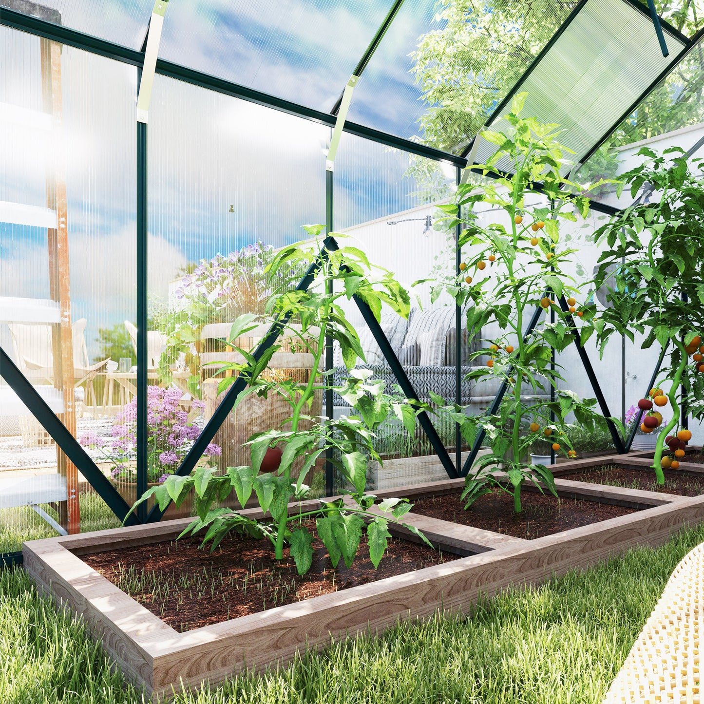 8 x 12ft Aluminium Greenhouse Polycarbonate Walk in Garden
