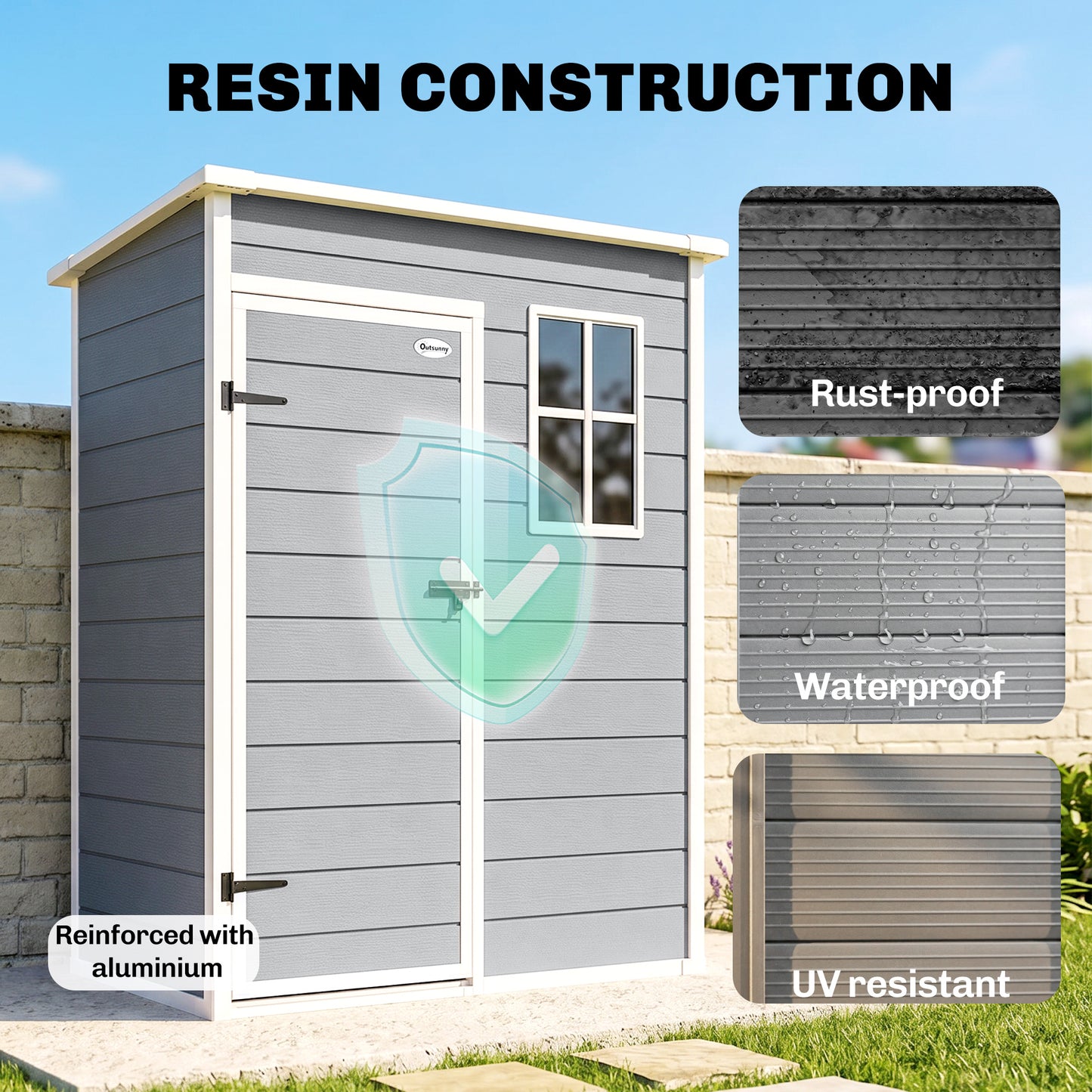 5' x 3' Plastic Garden Shed with Floor