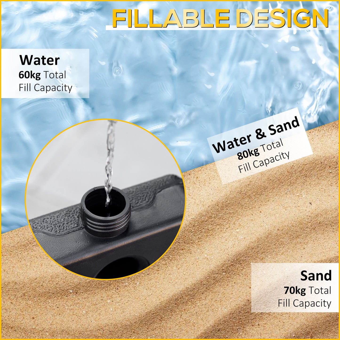 Four-Piece Plastic Cantilever Parasol Base
