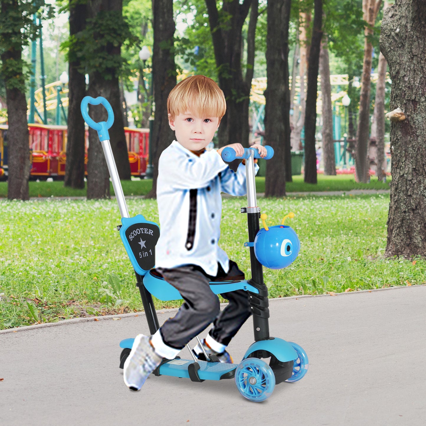 Adjustable Kids Toddler Scooter, with Removable Seat, Back Handle