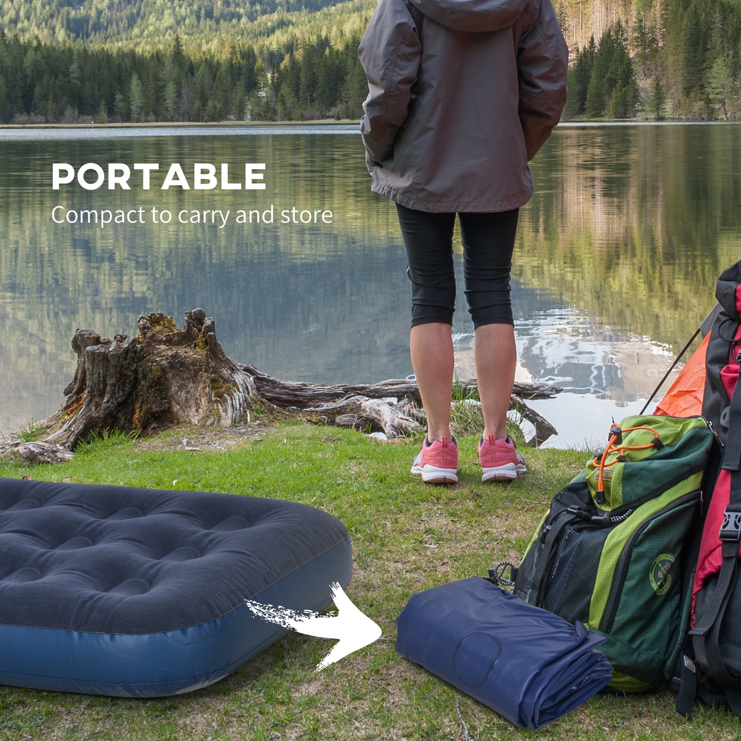 Single Air Bed with Hand Pump