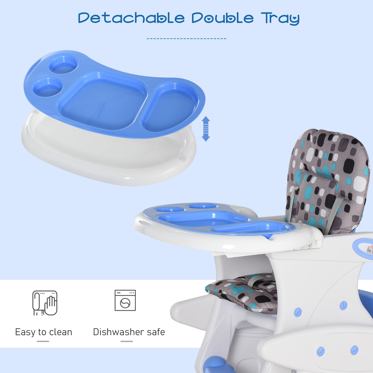 2 in 1 Convertible Baby High Chair Toddler Table Chair Infant