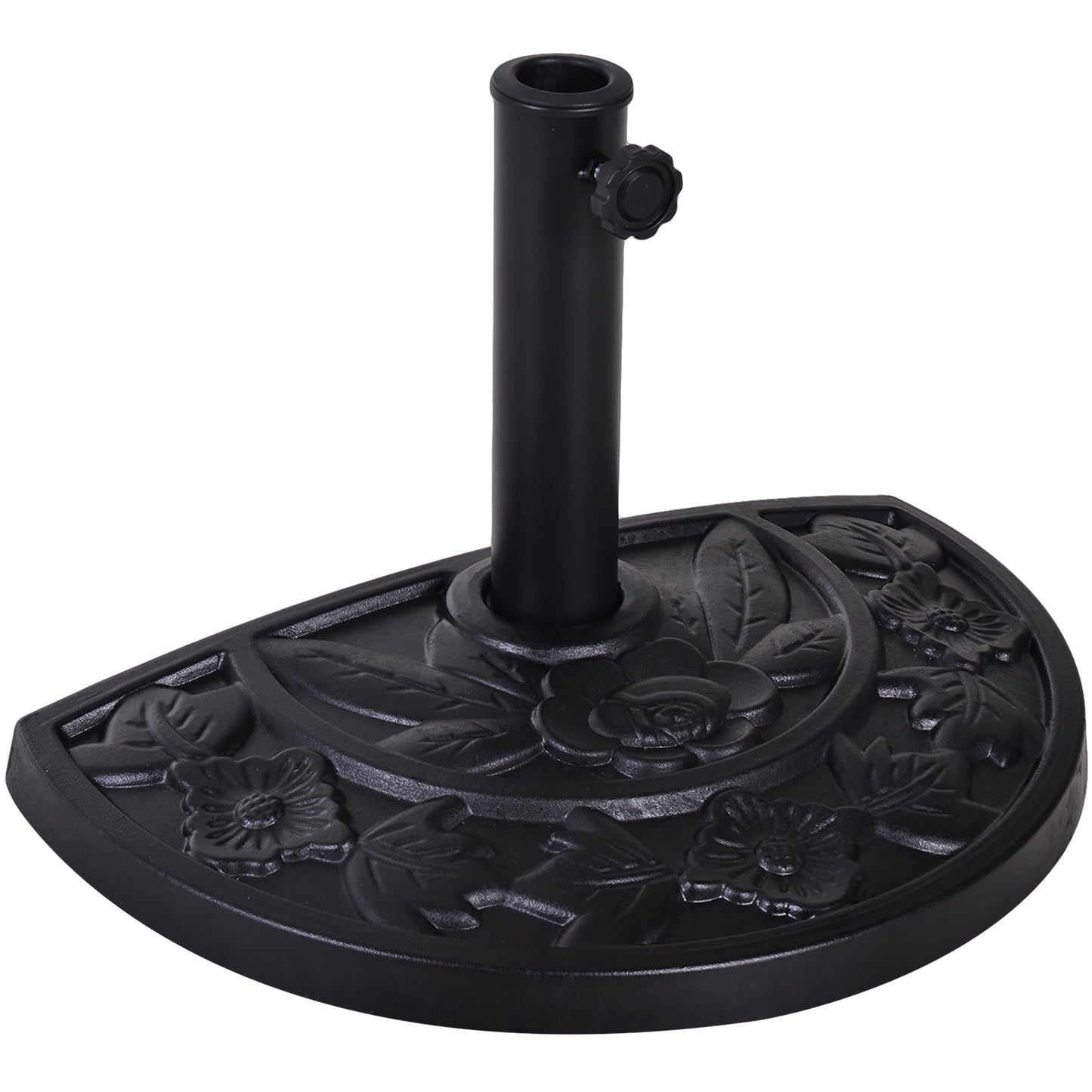 9kg Resin Parasol Base, Half Round Umbrella Stand with Floral Design
