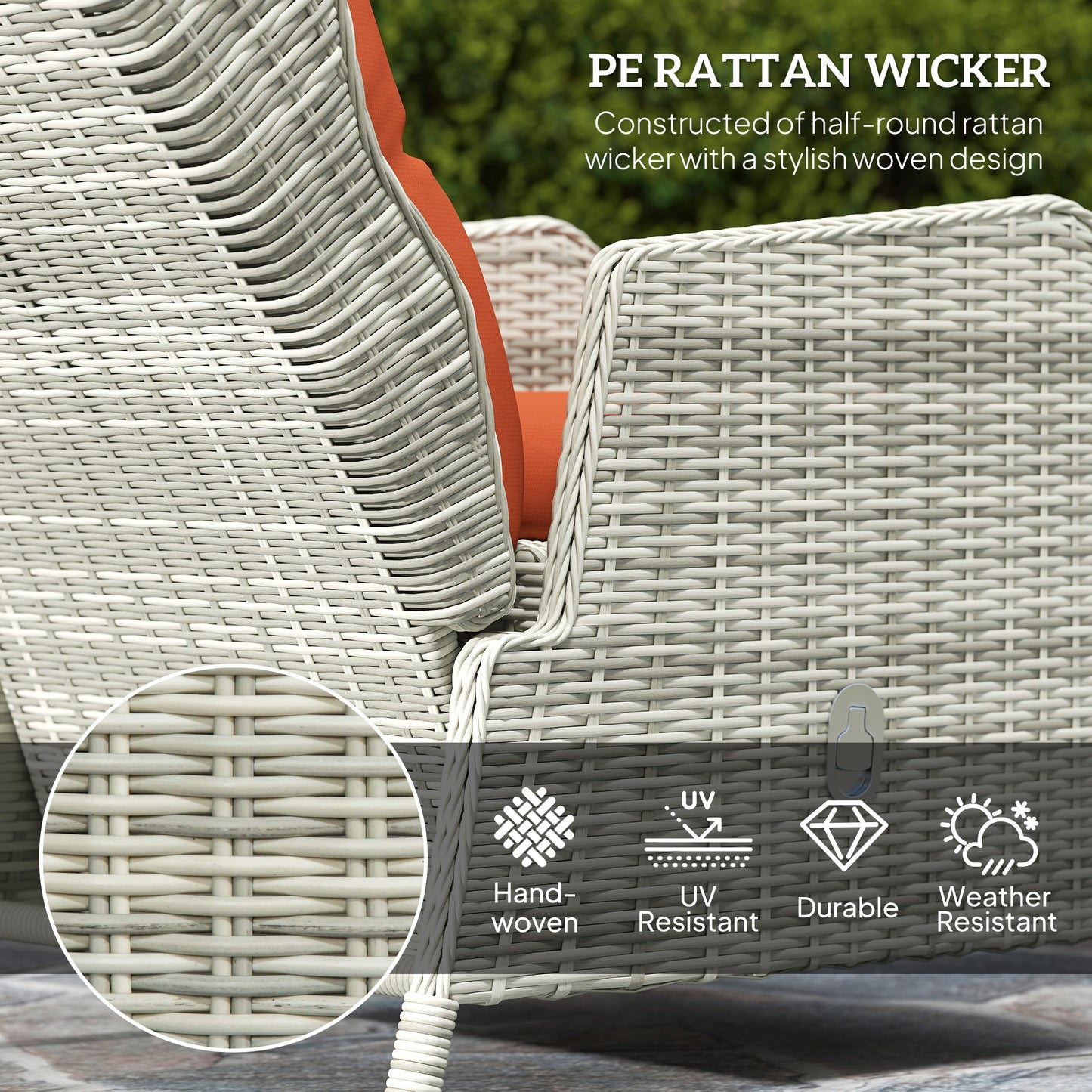5 Pieces Rattan Bistro Set with Adjustable Back